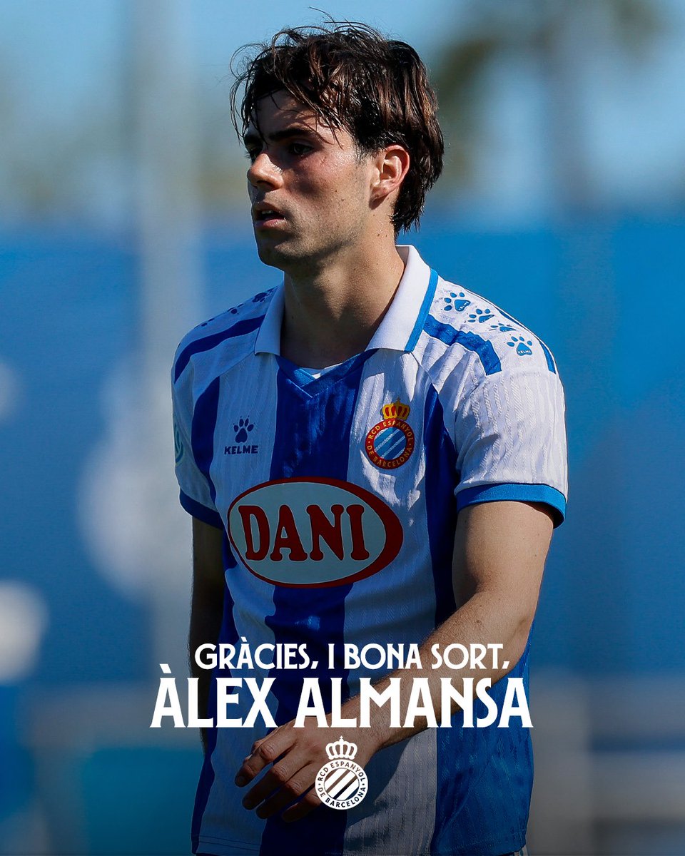 RCDE_La21's tweet photo. ESPANYOL B | Quatre jugadors que acaben contracte.
Tim Caroutas, Àlex Almansa, Álex Ruiz i Xavi Pleguezuelo acaben contracte i no continuaran al Club.
💙 Gràcies i bona sort a tots!