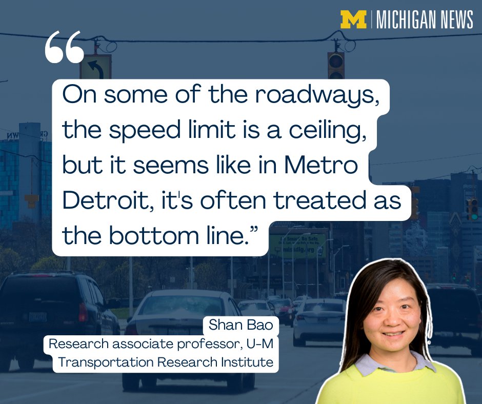 UMichiganNews's tweet photo. Research found that the crash rate for Wayne, Oakland and Macomb counties is 50% higher than the U.S. rate. Shan Bao, research associate professor at the U-M Transportation Research Institute, discusses her findings with the @detroitnews. 

🔗 Read more: https://t.co/YY07gRN6Dz https://t.co/Yq5pmqPCBw