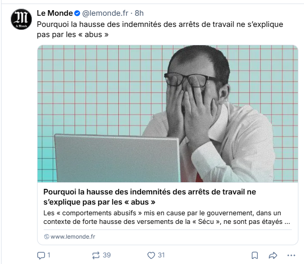 threecapitals's tweet photo. Le gouvernement veut réformer les arrêts maladie. Le Monde publie un "fact-check" en 9 sophismes. Petit catalogue :🧵 

https://t.co/GEAobxNEx5 https://t.co/VqXPBw58pb