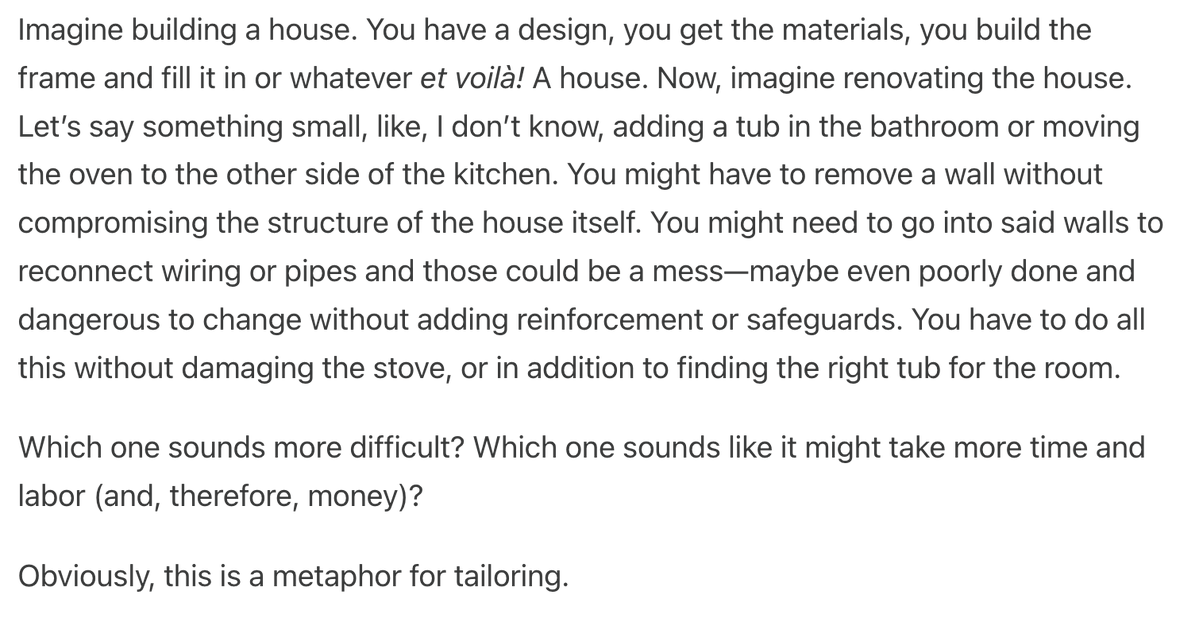 OgLakyn's tweet photo. Speaking of tailoring, I wrote about some things you might not realize a tailor (or you, if you can sew!) can do to change your garments. But, first, why alterations are sometimes more difficult than making a garment from scratch: 

https://t.co/4UnfaqQawy https://t.co/YeOhC60CCb