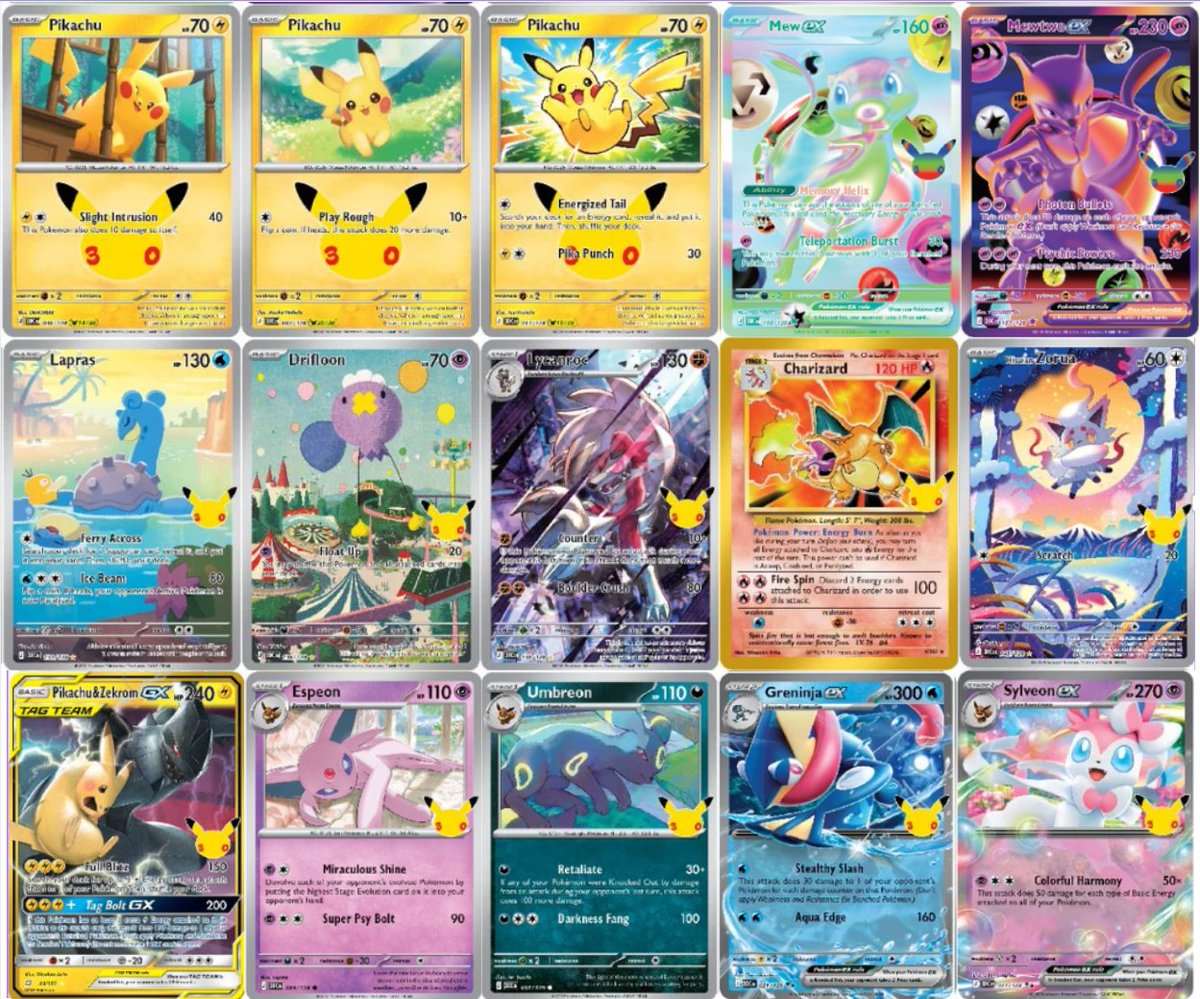 PokemonRestocks's tweet photo. All New Cards Revealed from 30th Celebration Pokemon TCG Set Releasing September 16th! 🎉

#Pokemon #PokemonTCG https://t.co/Vci1yrlfDV