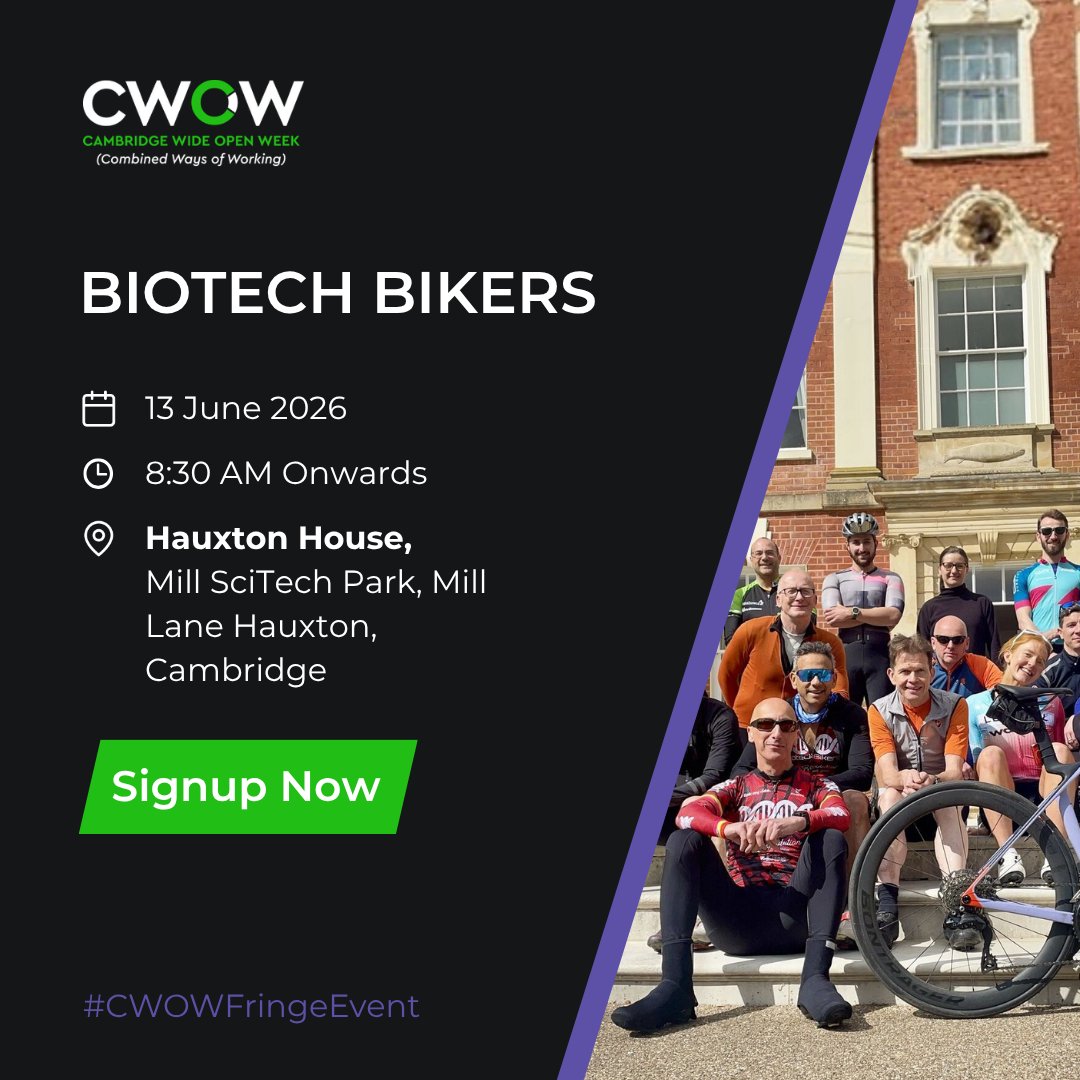 CamOpenWeek's tweet photo. Join us for a biotech ride 🚴🚴! 

BiotechBikers brings together life sciences ecosystem professionals to build meaningful connections, share ideas and engage with the wider life sciences community.

Register now: https://t.co/UWha2wCAsE https://t.co/Zr56KebrCJ