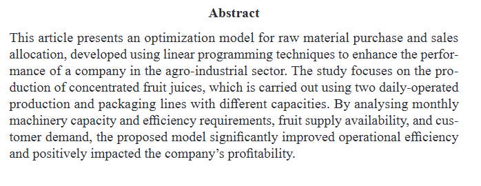 Estud_econ's tweet photo. Optimizing raw material purchases and sales allocation in the juice and concentrate extraction agribusiness: The case of a small company in Costa Rica

https://t.co/W3HGO3ZGiD https://t.co/bskEFo84eq