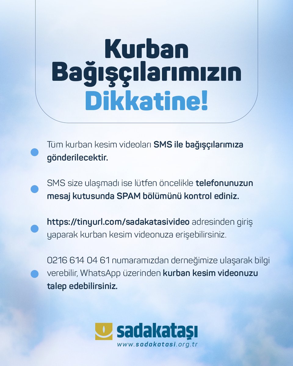sadakatasi's tweet photo. 📢Kurban Bağışçılarımızın Dikkatine! https://t.co/9voKZYkP0E