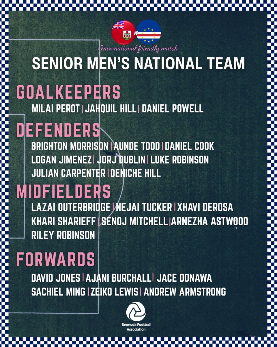 BermudaFA's tweet photo. SMNT SQUAD NEWS 🇧🇲⚽️🗞️

The Bermuda Football Association is delighted to announce the Bermuda Senior Men’s National Team that will participate in a training camp based in the United States. https://t.co/euVjsLzb3J