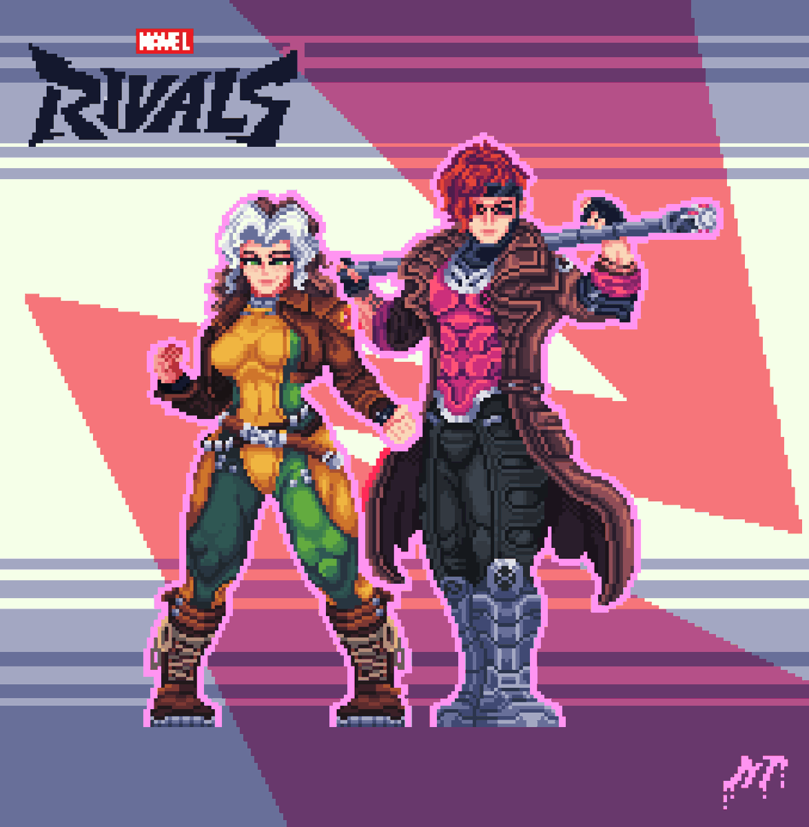 mrsollty's tweet photo. Continuing with the Marvel Rivals drawings, this time I drew Gambit and Rogue.
#pixelart #aseprite #digitalart #marvelrivalsfanartㅤㅤ
#marvelrivals #marvelrivalsrogue #marvelrivalsgambit https://t.co/6fBPLLFxYU