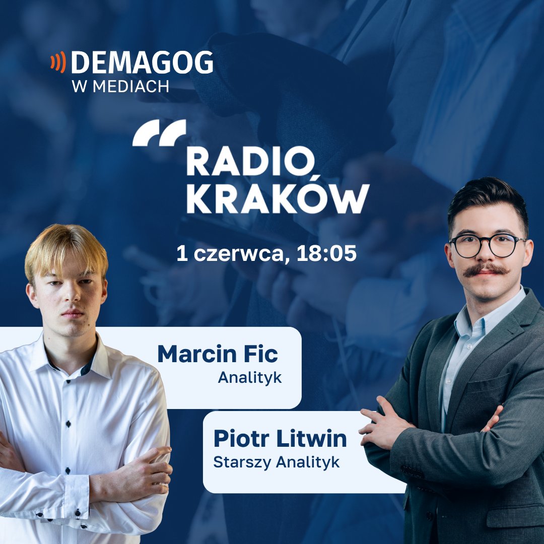 DemagogPL's tweet photo. Rozpoczynamy współpracę z @RadioKrakow!

🎙️ Już dzisiaj na antenie @RadioKrakow  o godzinie 18:05 usłyszcie analityków Demagoga – @mj_fic i @LitwinPiotrek.

🗣️ Nasi eksperci przeanalizują najpopularniejsze fake newsy z ostatniego tygodnia, pokażą ich mechanizmy, a także podpowiedzą,  jak skutecznie bronić się przed manipulacją w sieci.

#RadarNaDezinformację
