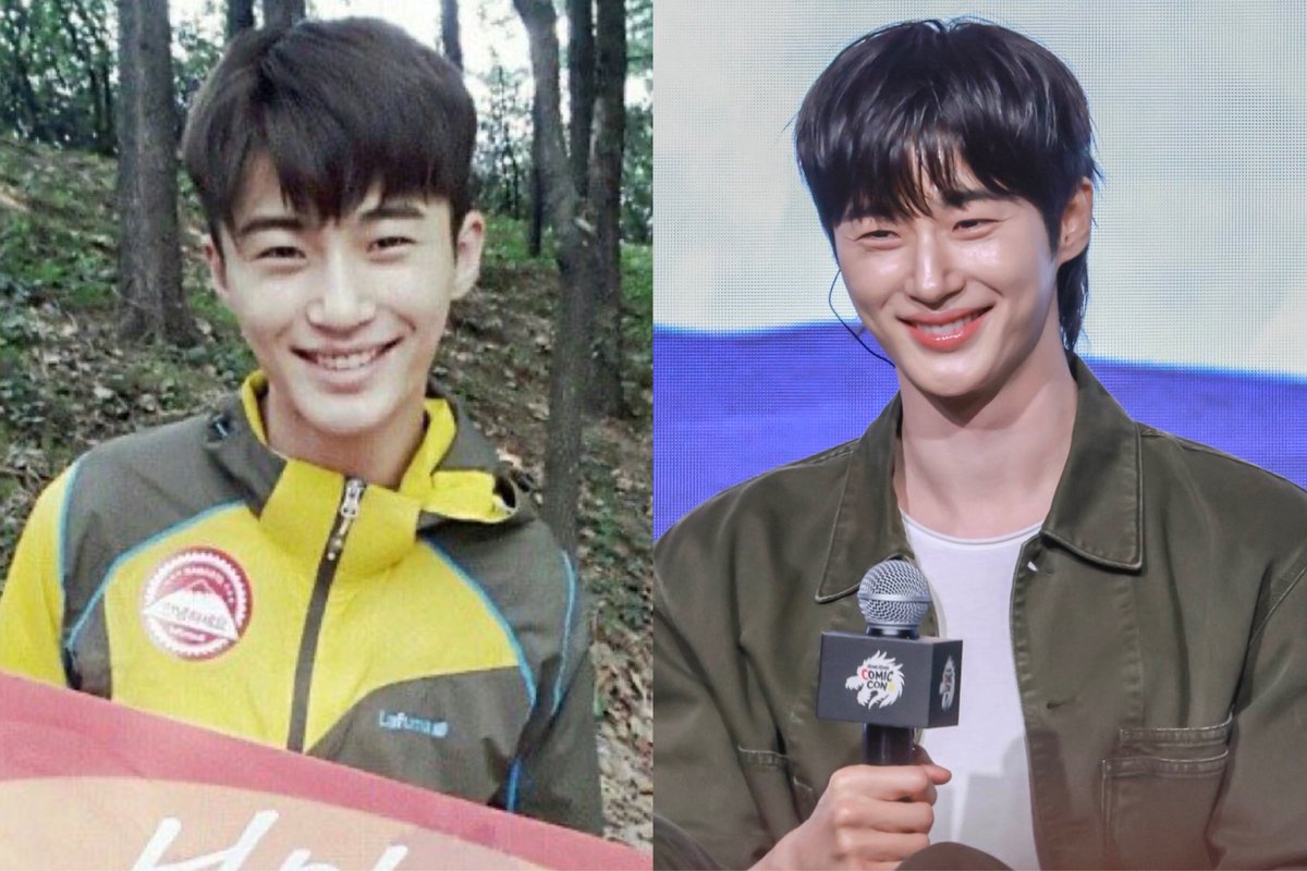 _cutiebws's tweet photo. proved that wooseok never changed since he was in high school till now 🥹 that eye smile, that precious smile. everything. he’s the same byeon wooseok 💙 https://t.co/QEnfmqXImY