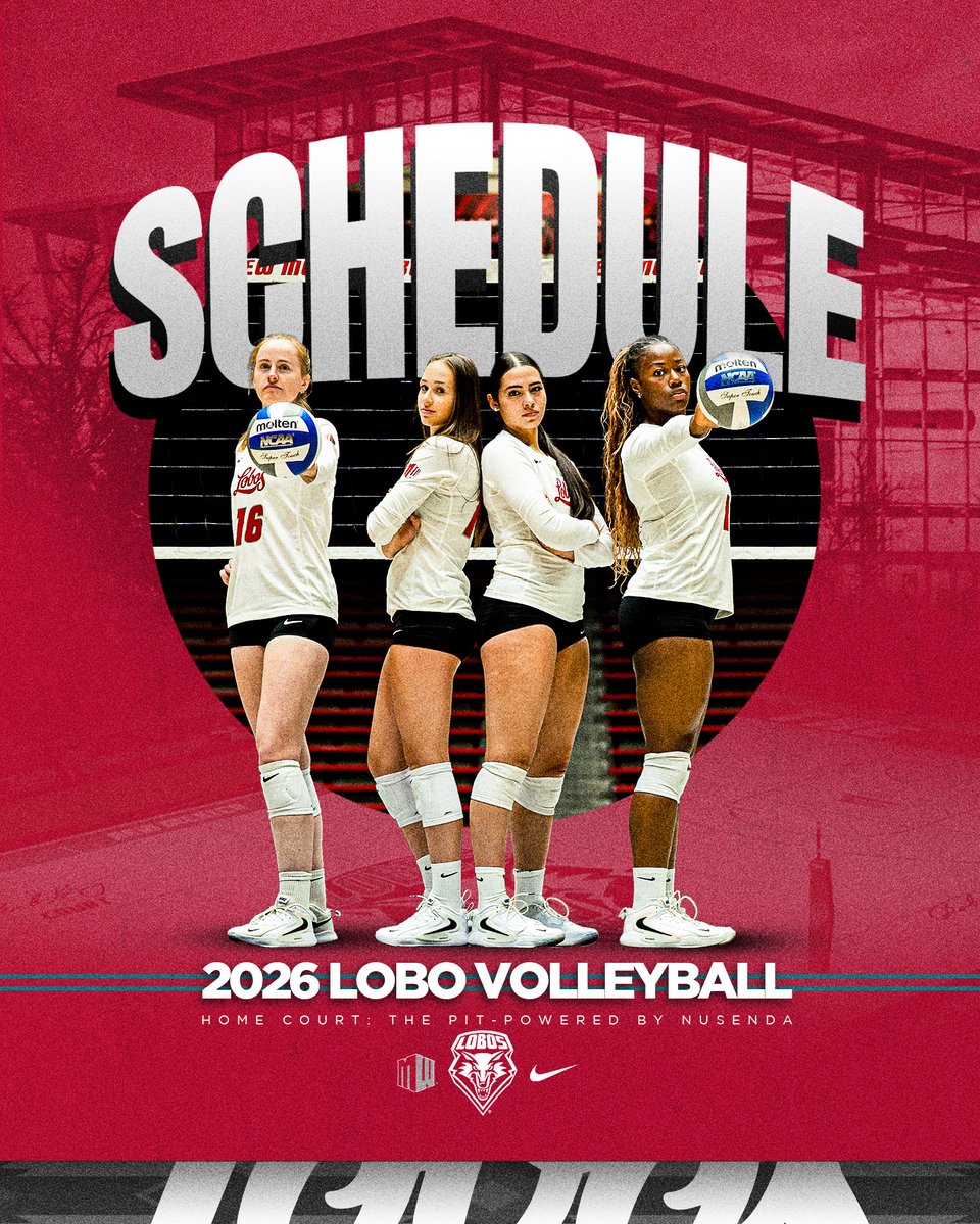 UNMLoboVB's tweet photo. What you've been waiting for...

Our 𝟮𝟬𝟮𝟲 𝗦𝗰𝗵𝗲𝗱𝘂𝗹𝗲 is complete and out now 🗓️

#GoLobos https://t.co/FqH4CPnbRO