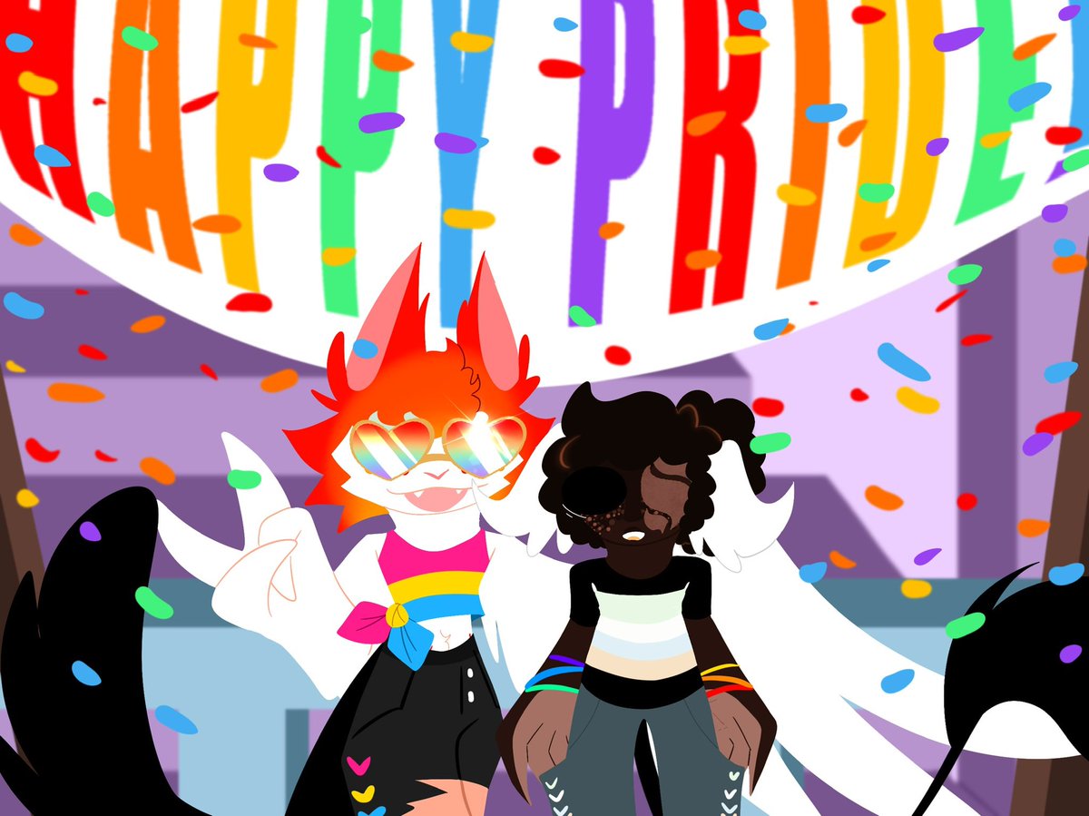MultiFoxy's tweet photo. With the beginning of June means the beginning of pride month! That ALSO means the cast enjoying the parades
.
Oc: Kikki, Eleanor, Ginger, Cally, Dusk, & Cinnamon
.
#digitaldrawing #ocdigitalart #ocdigitaldrawing #ocdigital #THEVOID #pridemonth https://t.co/jRAJGC9Q31