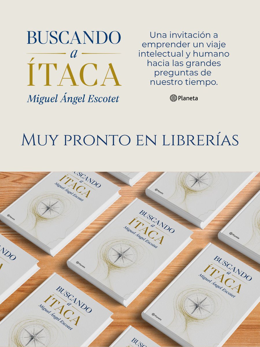DrEscotet's tweet photo. Nació la criatura. Buscando a Ítaca. Con esta, son cincuenta y cuatro amados hijos o hijas de papel. Este breve carrusel de la publicación que me hace Editorial Planeta da cuenta de mis setenta y cuatro ensayos, casi todos inéditos y escritos exclusivamente para esta obra y organizados en las ocho secciones:

LA ARJÉ. El origen, el fundamento.
EL NÓSTOS. El regreso, el viaje.
EL ÁGORA. Plaza pública.
LA POLIS. La ciudad estado.
LA EIKÓN. Icono, retrato, semblanza.
LA PAIDEIA. Crianza, educación.
LA PSIQUE. El aliento vital.
EPÍLOGO. La palabra final.

Como expreso al inicio del prefacio, cada ensayo aquí incluido es una aguja que tiembla hacia su verdadero norte, todo ello ubicado en el mismo mar vasto, tormentoso y hermoso: el experimento humano.

Ya está a su disposición en la Feria del Libro de Madrid, en las casetas de Planeta y, en los próximos días, en las librerías. Vea el link correspondiente: https://t.co/3iYVFUBvzN . Solo me queda pedirle al lector su benevolencia.