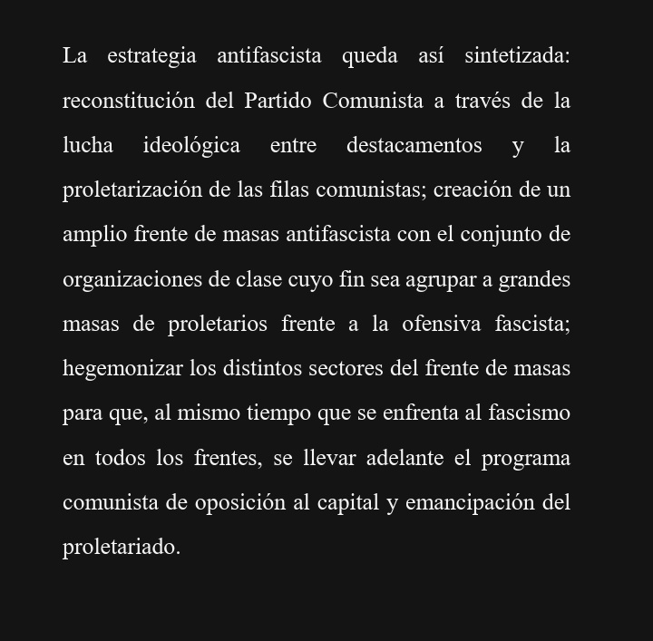 proletariat_org's tweet photo. Enfrentar al fascismo hoy nos sitúa ante la tarea de elaborar una estrategia que nos permita superar los límites del reformismo y poner en el centro la reconstitución del Partido Comunista como núcleo del frente de masas antifascista.
https://t.co/wpUcITlRp2 https://t.co/O3X5zPiv3f
