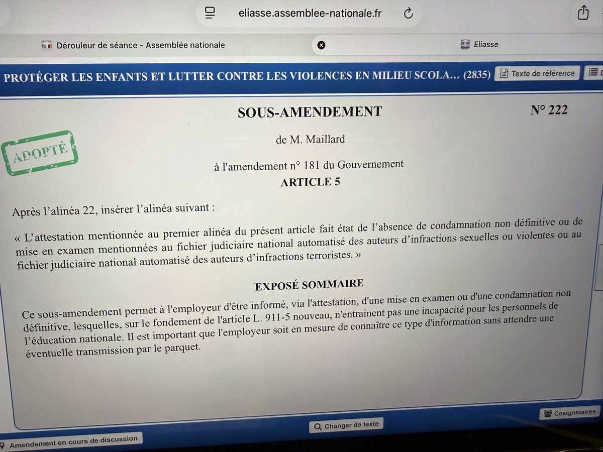 SylvainMaillard's tweet photo. Renforcer le contrôle de l’honorabilité des animateurs est essentiel dans le périscolaire à Paris.

Désormais avec mon sous-amendement, l’employeur saura si un animateur est l’objet d’une enquête, et pourra agir au plus tôt pour proteger nos enfants.

Merci à @InesDeRaguenel et à la rapporteur @VSpillebout pour leur soutien.