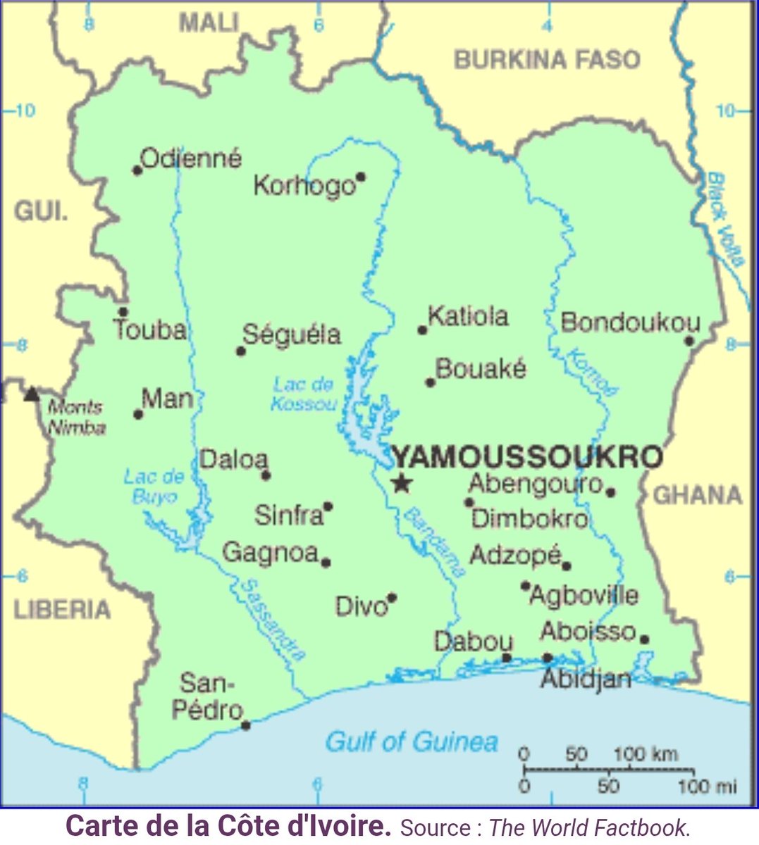 M_Koulibaly's tweet photo. Autour de leur ligne de TGV, sur une carte de Côte d’Ivoire, nous pouvons observer quatre grands fleuves ivoiriens que sont d'Est en Ouest :
● 1) La Comoé : Longue de plus de 800 à 900 km sur le territoire ivoirien. Elle prend sa source au Burkina Faso et se jette dans le Golfe de Guinée, à Grand-Bassam. Son bassin versant couvre plus de 82048 km2 dit-on.
Embouchure ensablée. Fleuve non navigable.

● 2) Le Bandama : Long de 1050 km, c'est le plus grand fleuve entièrement situé à l'intérieur du territoire ivoirien. Il prend sa source dans la Forêt classée du Bandama supérieur, à l'ouest de la ville de Korhogo et se jette dans la lagune à Grand-Lahou. Son bassin couvre près de 100.000 km2.
Embouchure ensablée. Fleuve non navigable.

● 3) Le Sassandra : Long de près de 650 km, il naît en Guinée, traverse l'ouest du pays et se jette dans le golfe de Guinée au niveau de la ville côtière de Sassandra.
Embouchure ensablée. Fleuve non navigable.

●4) Le Cavally : C'est le fleuve frontalier d'avec le Libéria et qui prend également sa source en Guinée et coule sur plus de 500 km environ en CI, avant de se jeter dans le Golfe de Guinée, avec une embouchure dans le village côtier de Blieron dans la sous-préfecture de Tabou.
Embouchure ensablée. Fleuve non navigable.

● Quelles superficies de terre ont été aménagées, irriguées, le long de ces fleuves, en zone de savane comme en zone forestière, pour la culture du riz dont l'importation coûte 500 à 600 milliards de FCFA par ans à la CI ?
● Combien de kilomètres de fleuves ont été rendus navigables pour le transport des biens et des personnes et exploités par la marine nationale ?
● Quelle quantité de produits halieutiques ( poissons...) sont produites chaque année de ces fleuves par des systèmes non artisanaux de pêche et de pisciculture ?
● Ces aménagements ne sont-ils pas plus structurants qu'une ligne de TGV qui coûterait tout aussi chère ?
Combien d'années aurait-il  fallu pour construire les 37 km du " métro d'Abidjan " et combien d'années faudrait-il pour construire et les TGV, et la ligne de 640 km pour sa circulation ?