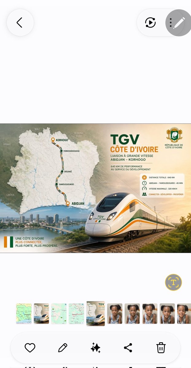 M_Koulibaly's tweet photo. Autour de leur ligne de TGV, sur une carte de Côte d’Ivoire, nous pouvons observer quatre grands fleuves ivoiriens que sont d'Est en Ouest :
● 1) La Comoé : Longue de plus de 800 à 900 km sur le territoire ivoirien. Elle prend sa source au Burkina Faso et se jette dans le Golfe de Guinée, à Grand-Bassam. Son bassin versant couvre plus de 82048 km2 dit-on.
Embouchure ensablée. Fleuve non navigable.

● 2) Le Bandama : Long de 1050 km, c'est le plus grand fleuve entièrement situé à l'intérieur du territoire ivoirien. Il prend sa source dans la Forêt classée du Bandama supérieur, à l'ouest de la ville de Korhogo et se jette dans la lagune à Grand-Lahou. Son bassin couvre près de 100.000 km2.
Embouchure ensablée. Fleuve non navigable.

● 3) Le Sassandra : Long de près de 650 km, il naît en Guinée, traverse l'ouest du pays et se jette dans le golfe de Guinée au niveau de la ville côtière de Sassandra.
Embouchure ensablée. Fleuve non navigable.

●4) Le Cavally : C'est le fleuve frontalier d'avec le Libéria et qui prend également sa source en Guinée et coule sur plus de 500 km environ en CI, avant de se jeter dans le Golfe de Guinée, avec une embouchure dans le village côtier de Blieron dans la sous-préfecture de Tabou.
Embouchure ensablée. Fleuve non navigable.

● Quelles superficies de terre ont été aménagées, irriguées, le long de ces fleuves, en zone de savane comme en zone forestière, pour la culture du riz dont l'importation coûte 500 à 600 milliards de FCFA par ans à la CI ?
● Combien de kilomètres de fleuves ont été rendus navigables pour le transport des biens et des personnes et exploités par la marine nationale ?
● Quelle quantité de produits halieutiques ( poissons...) sont produites chaque année de ces fleuves par des systèmes non artisanaux de pêche et de pisciculture ?
● Ces aménagements ne sont-ils pas plus structurants qu'une ligne de TGV qui coûterait tout aussi chère ?
Combien d'années aurait-il  fallu pour construire les 37 km du " métro d'Abidjan " et combien d'années faudrait-il pour construire et les TGV, et la ligne de 640 km pour sa circulation ?