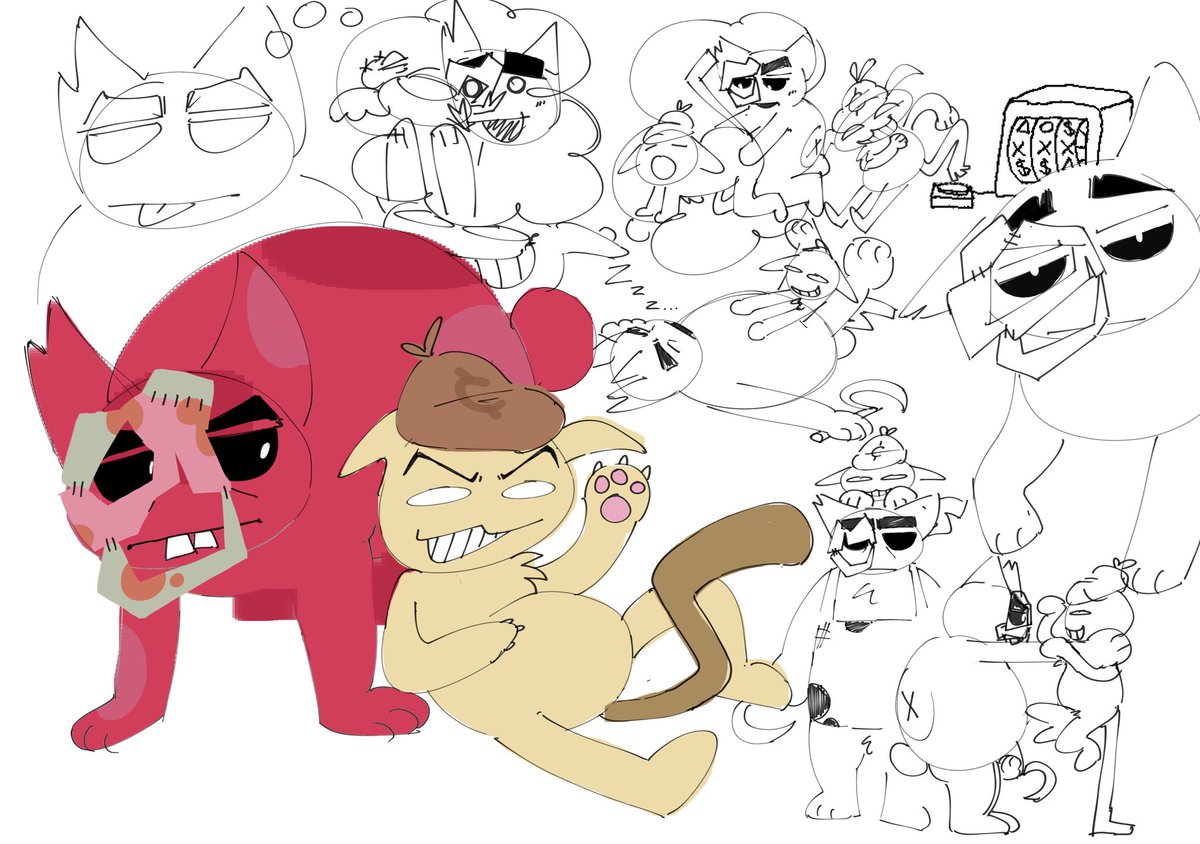 roto2ro's tweet photo. shoutout to my second maybe first favorite gay couple in mewgenics (happy pride month) have this self-gratifying #mewgenics_fanart sketch page https://t.co/BOioH7Beh4