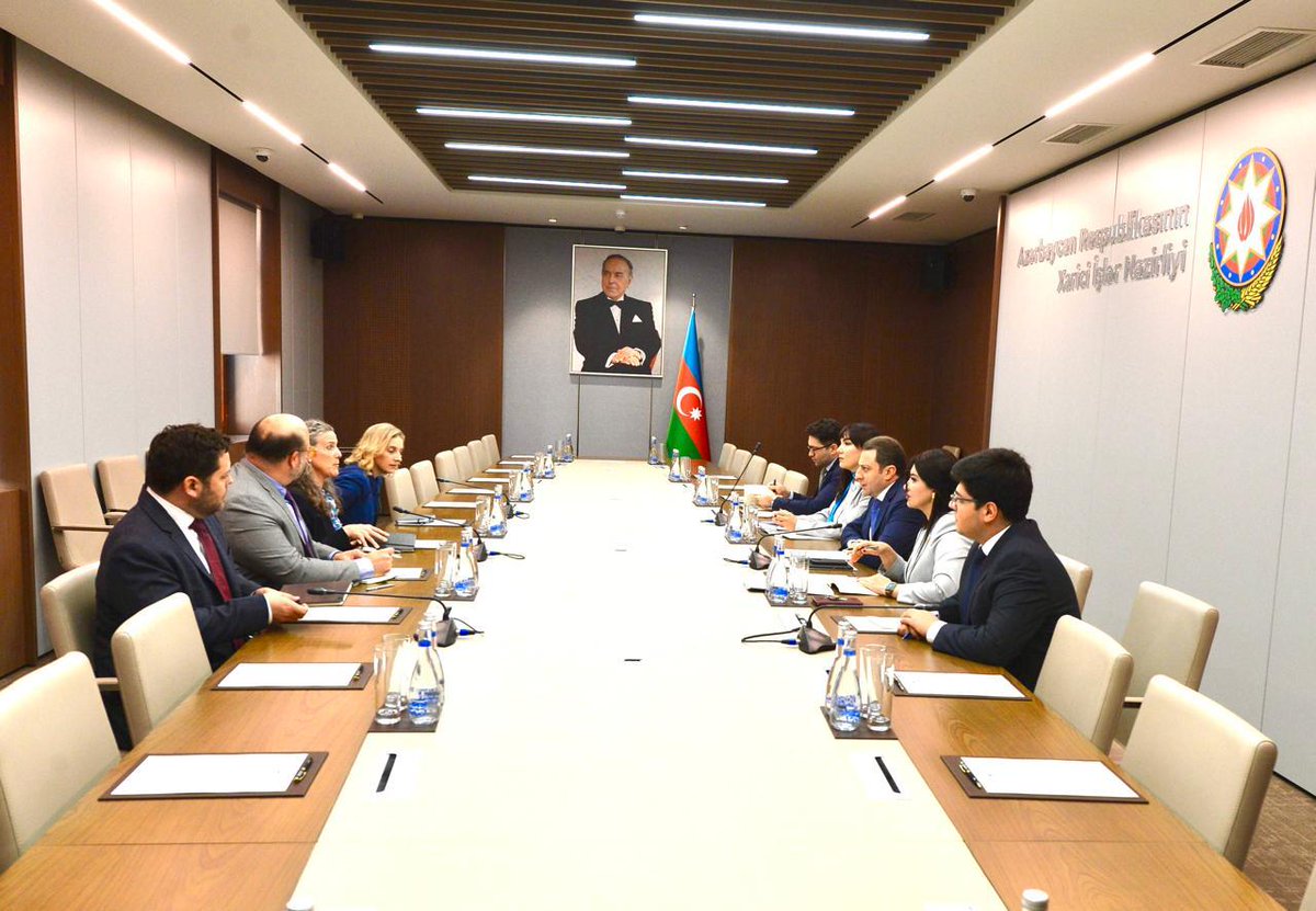 ElnurIMammadov's tweet photo. Today I was glad to host Ms. Sonata Coulter, Deputy Assistant Secretary and the Co-Chair of the Azerbaijan-US Strategic Working Group and her team who are on a working visit to Azerbaijan to attend the 31st Baku Energy Week and the inaugural Azerbaijan-US Economic Dialogue. We have reviewed our progress in furthering the objectives of the Charter on Strategic Partnership signed earlier this year and discussed our plans for the rest of the year.