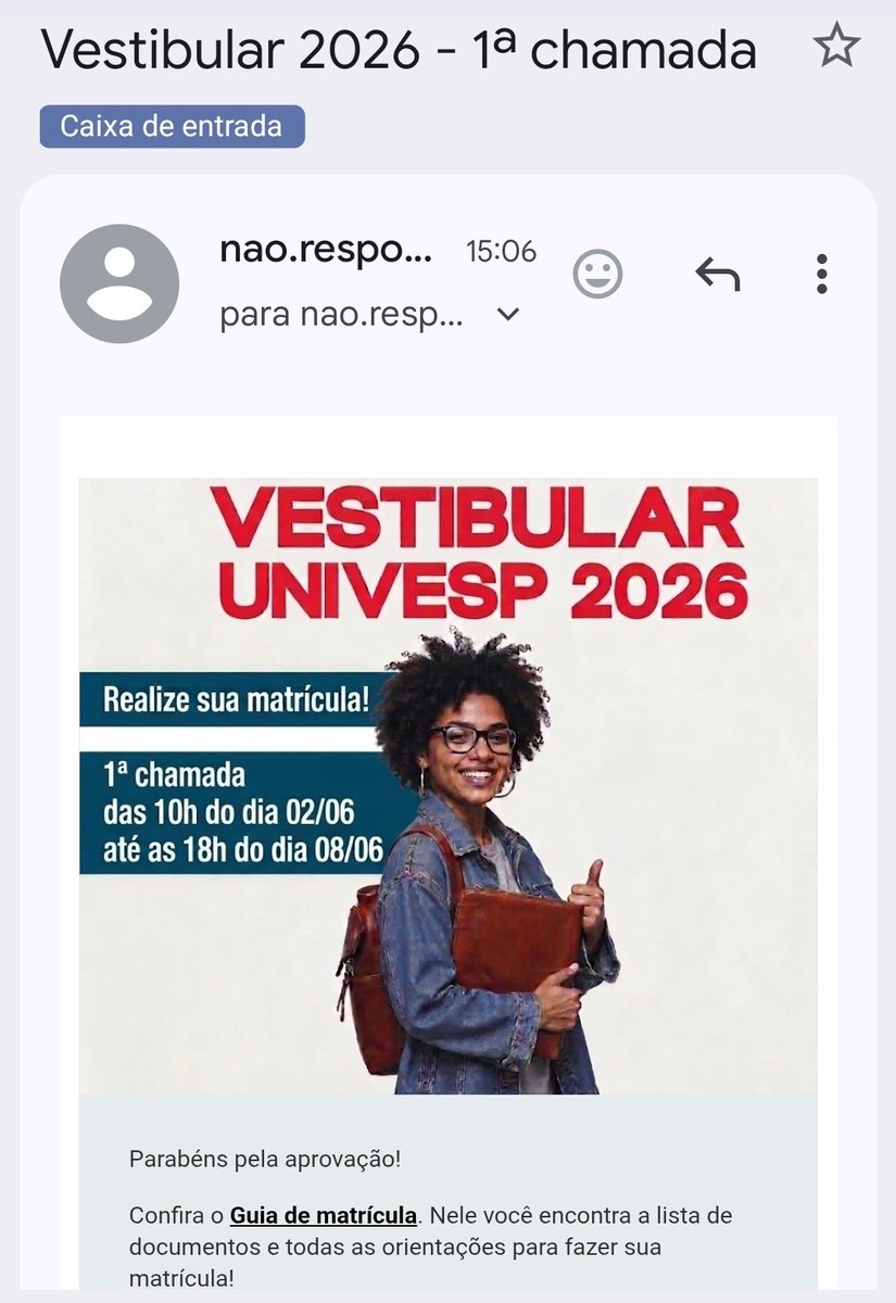 eliceyn_'s tweet photo. PASSEI NA UNIVESP UHU!!!🎉🥳🥳 Bacharel em Ciências de Dados grátis vamoooooo https://t.co/JuRuj3j03w