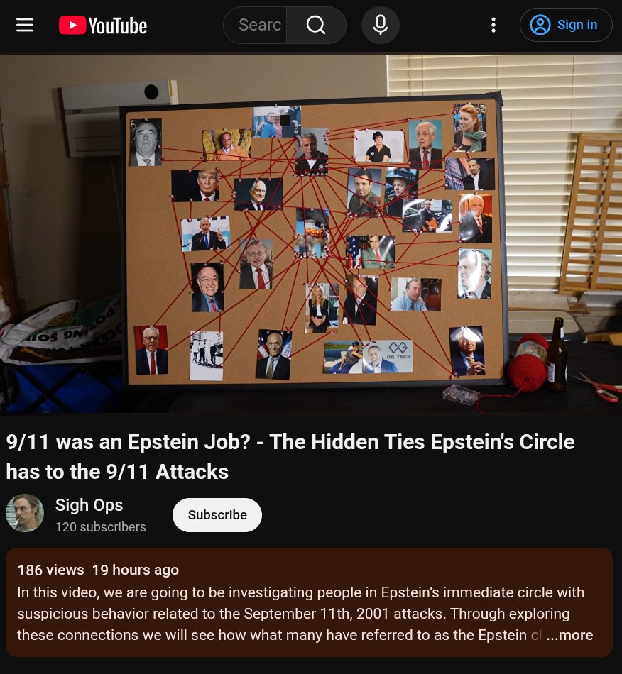 read_jfk_files's tweet photo. https://t.co/DV079UAPoo

bruh. Epstein was 💯 part of 9/11. i command you right now, you gotta watch this incredible and well made 1.2 hour long documentary by @thingobserver. this is one of those rare conspiracy deep dives where you feel like you're gonna throw up by the halfway mark. it's just too much info all at once, dizzying, vertigo, a firehose of hidden connections, shadowy influences across a hidden city landscape of subversion, infiltration and corruption.
this is also one of those videos where i'm gonna save a local copy because this is the kind of "too dangerous" knowledge that always ends up getting censored and taken down. if you save copy, you can reupload it, so it never dies.

(they) really are all in on it. you cannot conceive how big the Epstein Cabal really is.

you have no idea how totally f'd we are with Trump now. he was their masterplan pet golden calf 50 f'ing years ago, their agent to slowly push onto the throne.
i can't believe i didn't make this connection back in 2017 that the Russiagate crap was a slick psyop to distract everyone away from seeing that Trump was actually an agent of a different foreign power🇮🇱.

we talk about "oh we gotta stop them, oh the overton window, oh the great awakening blah blah blah."
pal, you still don't get it, you still don't see the magnitude of the horror. they already won. they already control the whole power structure. you still don't see the scale of the problem. it's decades too late, it already happened on 9/11 25 years ago, and that event itself took 25 years prior to put the chessboard into position. you're already living in the ruins of America and you don't even realize it.