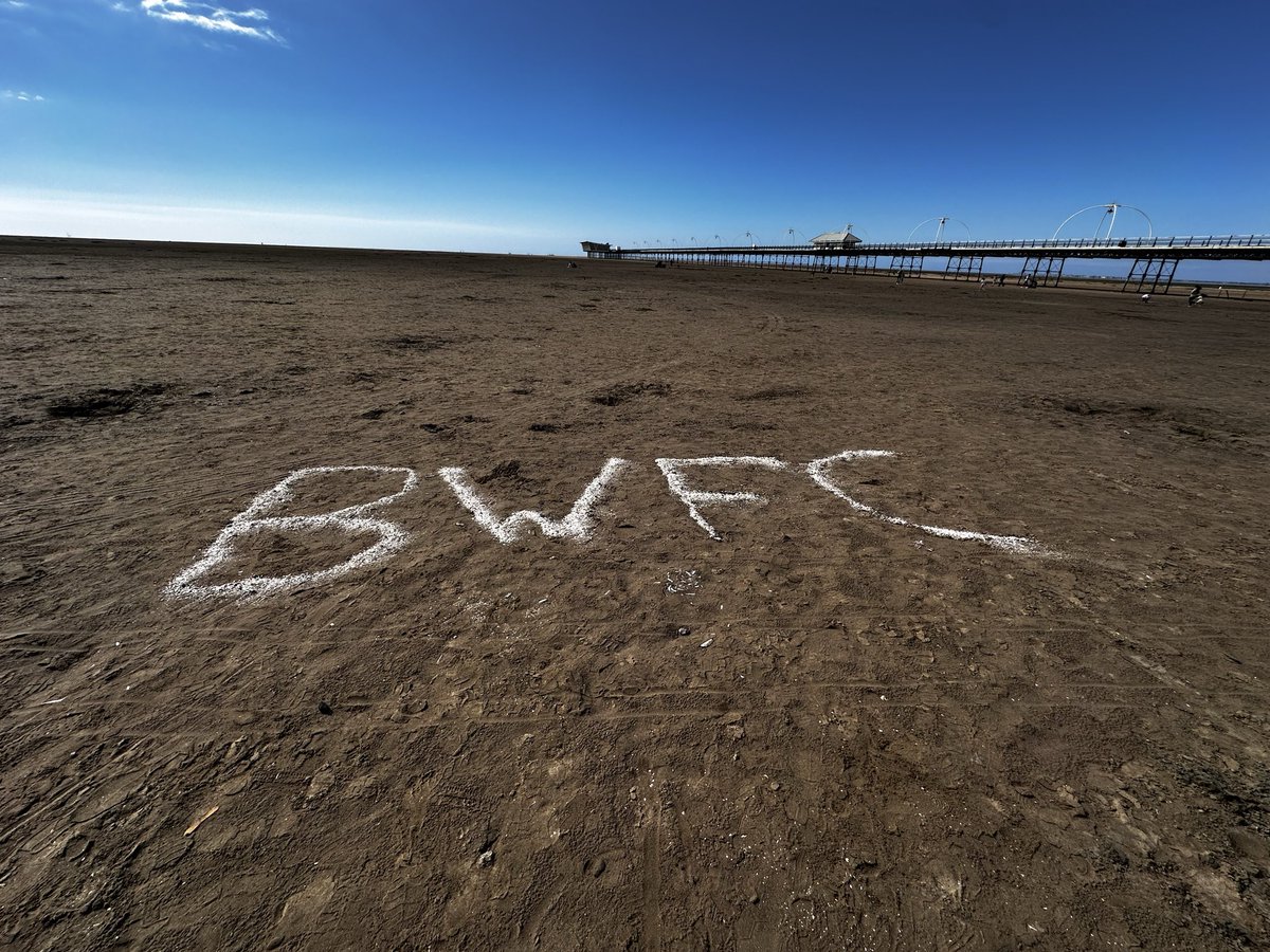 gbleakley1's tweet photo. Little lad is #bwfc mad as was really proud of his idea on Southport beach Friday bless him! Took him ages scooping the shells and walking over wanted to show fellow fans his work! https://t.co/v0AU9kAzdh