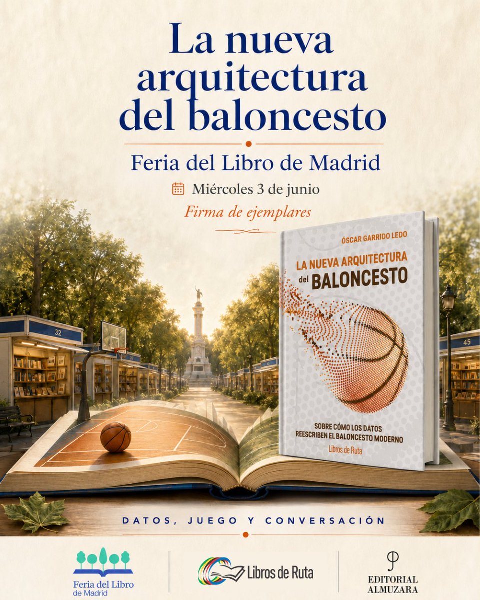 Oscar_GarriLedo's tweet photo. Escribo esto y todavía me suena un poco raro.
Este miércoles estaré en la Feria del Libro de Madrid con La nueva arquitectura del baloncesto.

📅 Miércoles 3 de junio
🕔 17:00 a 18:00 horas
📍 Feria del Libro de Madrid
🛖 Caseta Almuzara Libros 127

Me hace mucha ilusión. https://t.co/vIsMVUvs6T