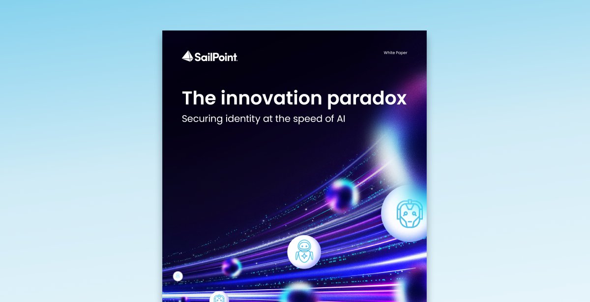 SailPoint's tweet photo. AI creates immense value, but it also creates an identity scale challenge that traditional security wasn't built for. Read our white paper to learn to secure every identity and unlock high-speed, low-risk innovation: https://t.co/kfnf2k84e3 https://t.co/YcIk6hgfzQ