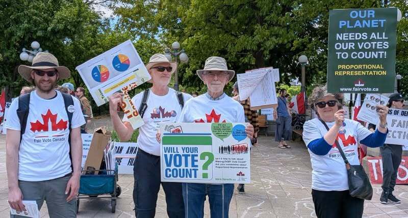 FairVoteCanada's tweet photo. Incredible to see proportional representation highlighted so much at rallies across Ontario this past Saturday.

When governments win 100% of the power with only 43% of the vote, democracy fails.

Ontarians want real accountability and a modern system where every ballot counts. https://t.co/rcBGm8Ke3z