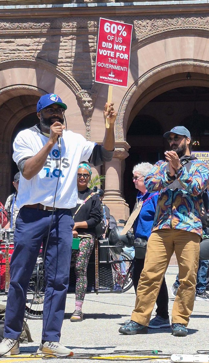 FairVoteCanada's tweet photo. Incredible to see proportional representation highlighted so much at rallies across Ontario this past Saturday.

When governments win 100% of the power with only 43% of the vote, democracy fails.

Ontarians want real accountability and a modern system where every ballot counts. https://t.co/rcBGm8Ke3z