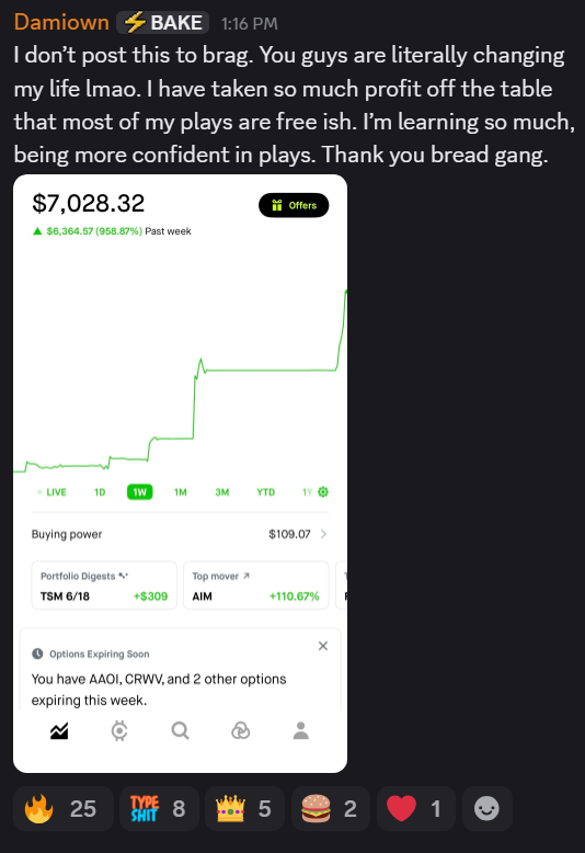 The_BakeryHQ's tweet photo. Stop trading blind, and stop trading alone. 

This isn't a race.
This member isn't copy trading, tailing plays. 

He has learned enough to flourish on his own, staying consistent and showing conviction. 

He is changing his own life. https://t.co/uCQl9UbU5z