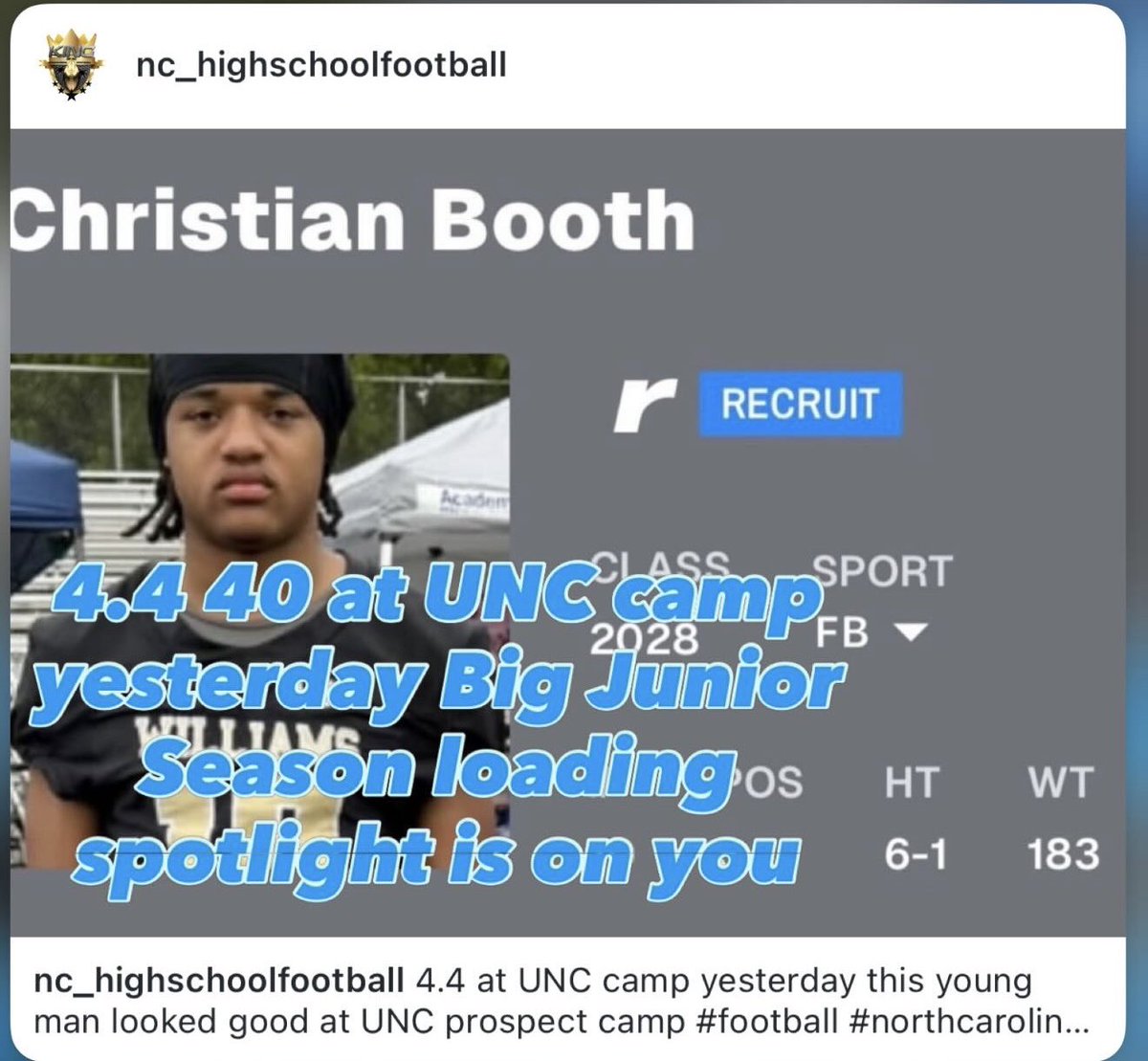 CBooth_2028's tweet photo. More work to be done!! Junior Season loading.. @DonCallahanIC @samspiegs @whelms21 @adamgorney @SWiltfong_ @ChadSimmons_ @pepman704 @BrianDohn247 @AnnaH247 @247recruiting @nchssportspage @PrepRedzoneNC @mlombardiuncgm https://t.co/rwwz7NQ5AN