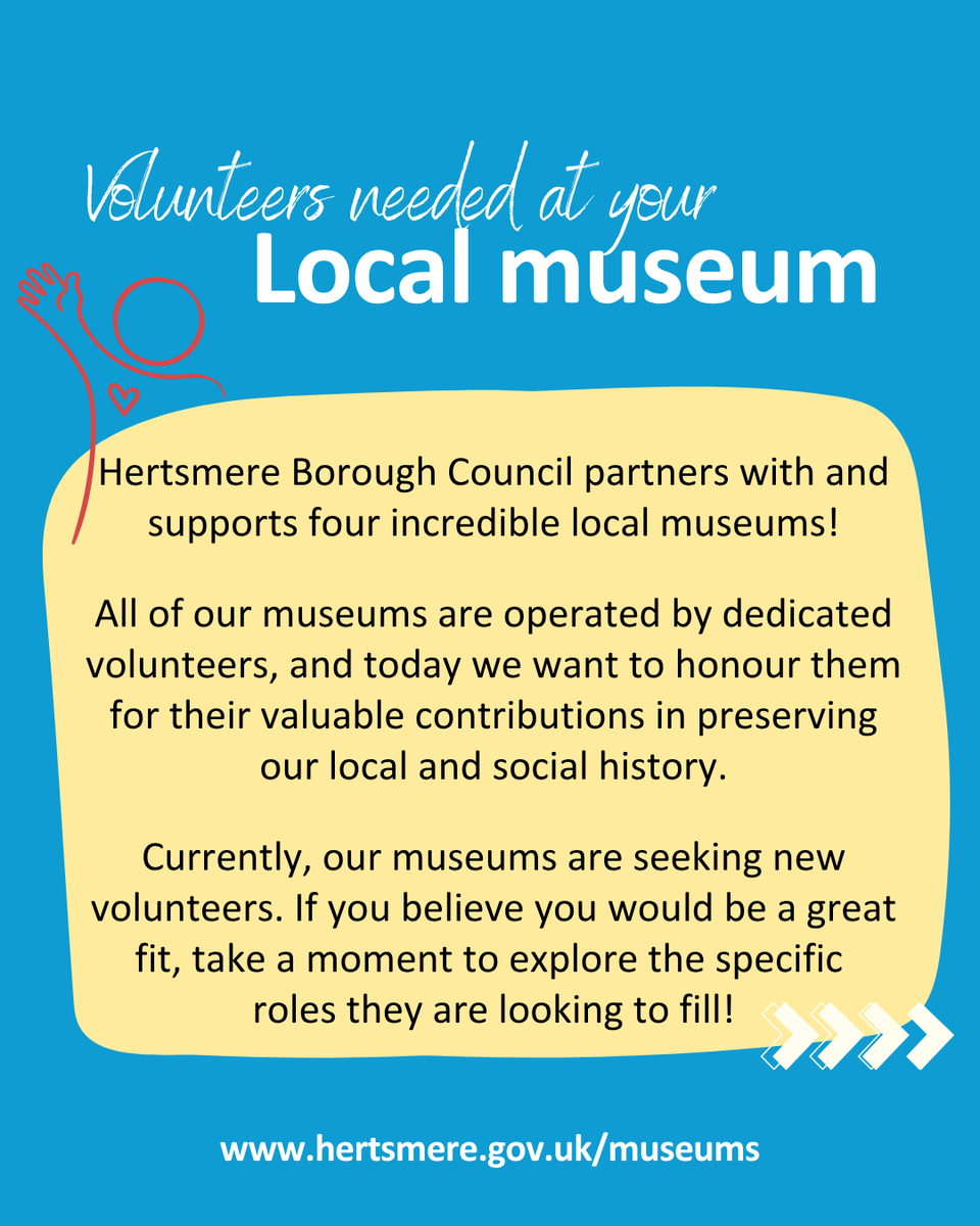 HertsmereBC's tweet photo. Today is the start of #VolunteersWeek2026, and we would like to thank all the amazing volunteers who work in the borough's museums. All of our museums are volunteer-run and none could continue with what they do without the time, dedication, and passion from these individuals.❤️ https://t.co/2QPFXw8BgI