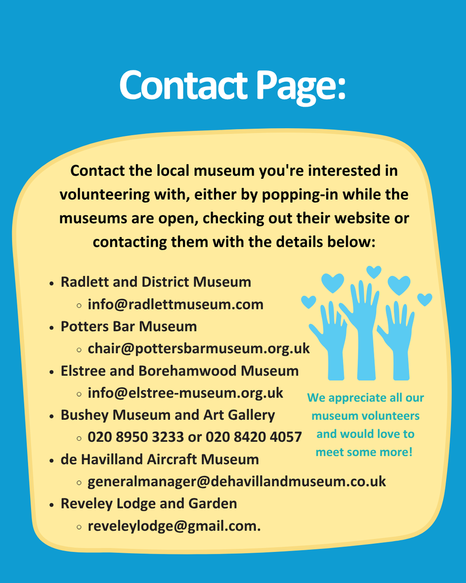 HertsmereBC's tweet photo. Today is the start of #VolunteersWeek2026, and we would like to thank all the amazing volunteers who work in the borough's museums. All of our museums are volunteer-run and none could continue with what they do without the time, dedication, and passion from these individuals.❤️ https://t.co/2QPFXw8BgI