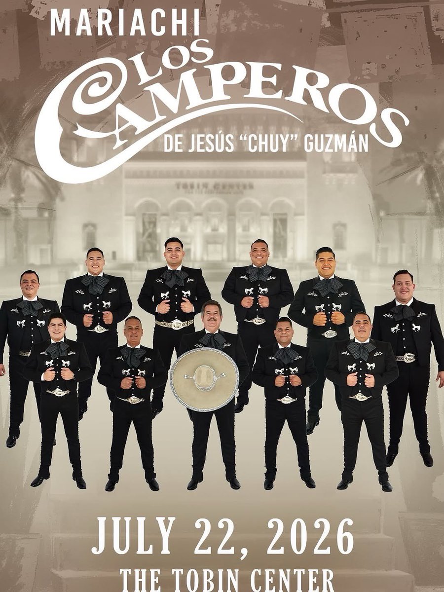 MLCamperos's tweet photo. ¡Acompáñanos el día 22 de julio en el Tobin Center for the Performing Arts.  en San Antonio, Texas!
Los boletos ya están a la venta en ⬇️⬇️⬇️

https://t.co/kODmmJI9O2

#mariachiloscamperos #llegaronloscamperos https://t.co/D6LFmEfAn7