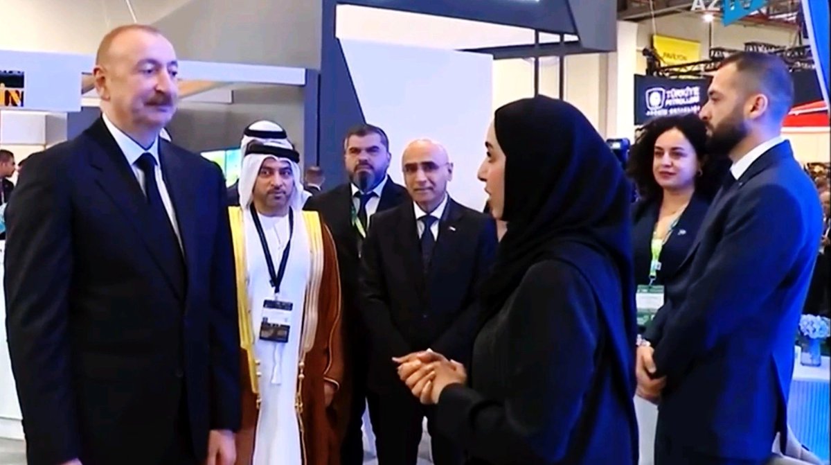 Masdar's tweet photo. We were pleased to welcome HE Ilham Aliyev, President of the Republic of Azerbaijan, to our pavilion at #BakuEnergyWeek.
 
Since 2018, we have worked alongside our partners in Azerbaijan to deliver reliable, affordable, and secure renewable energy through projects like our 230MW Garadagh solar plant. Today, we are proud to have a further 1GW of projects in development, helping to strengthen Azerbaijan's energy resilience and unlock the full potential of its renewable resources. 
 
#Masdar #ThePowerOfNext