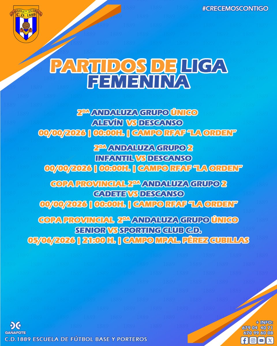 cd1889's tweet photo. PARTIDOS DE LIGA | Nuestras chicas ya tienen horario para su jornada de #PartidosOficiales. ⚽🔝

#Vamos89 🔵⚪️🔵

#Somos1889 #FutbolBase #crecemoscontigo
#FormandoEnValores https://t.co/uz6SLe9tJ5