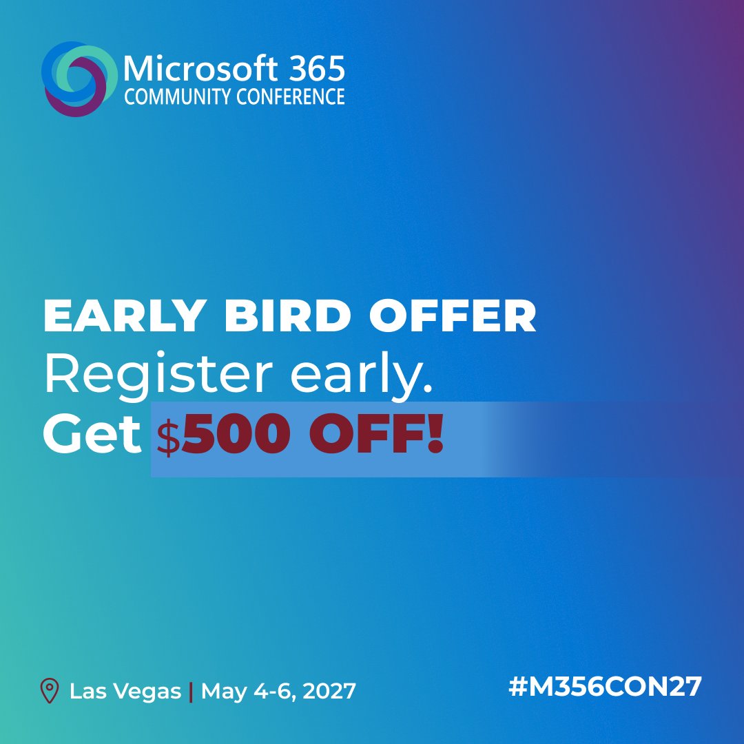 M365CONF's tweet photo. If Microsoft 365, Copilot, or AI are part of your job…
You belong at #M365CON27 — and you can save $500 right now 
Register: https://t.co/iwB0uzyze3
Code: 2026ATTENDEE https://t.co/9UpqTEkjOV