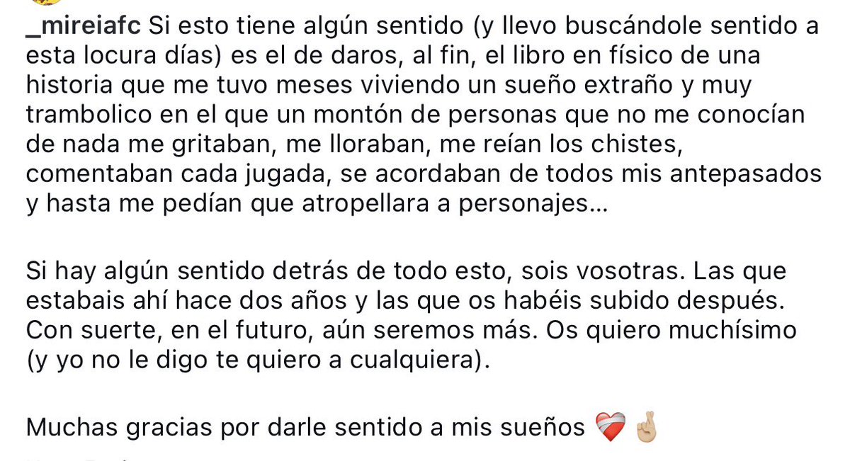 _mireiafc's tweet photo. Muchas gracias por haber hecho realidad los sueños de esa niña que no sabía qué más responder que “escritora” cuando le preguntaban qué quería ser de mayor. https://t.co/5XJfRaFkEK