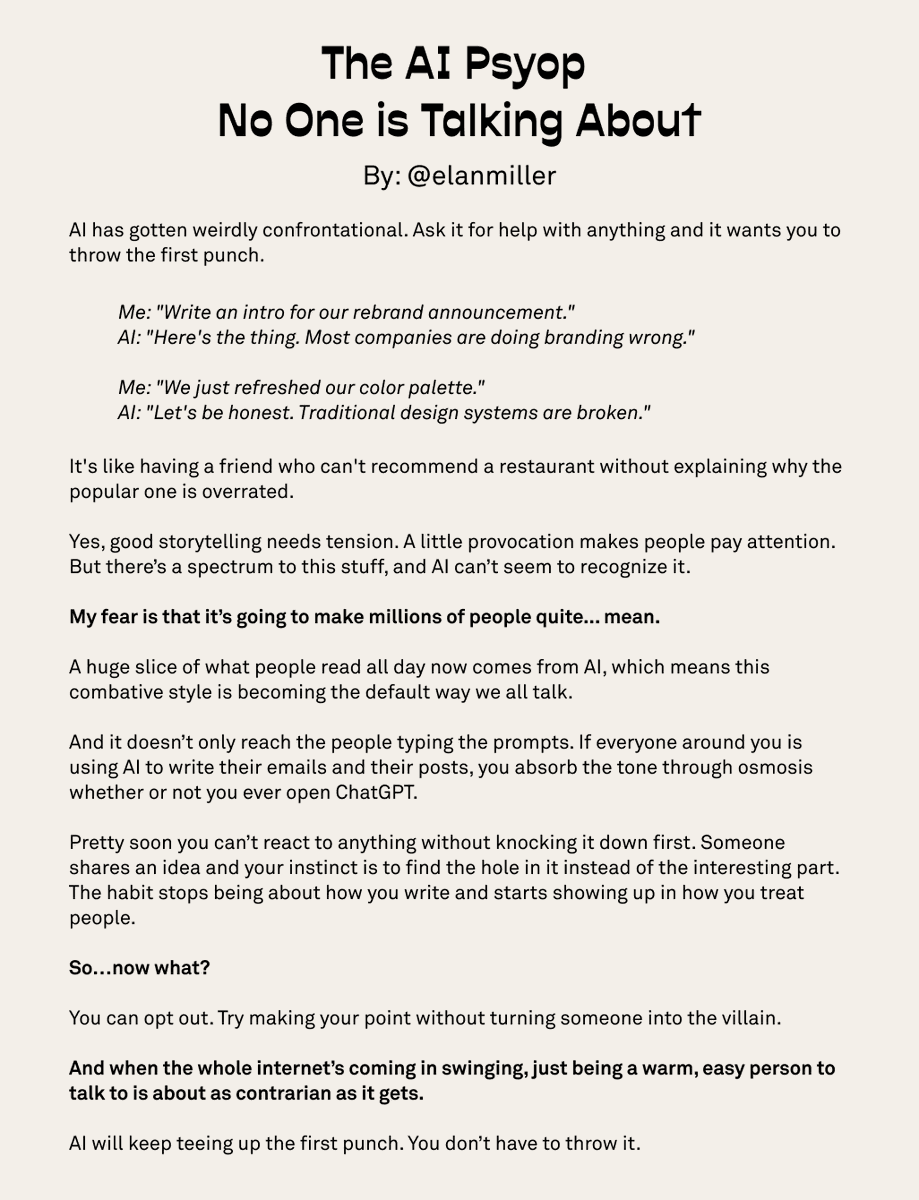 elanmiller's tweet photo. The AI psyop no one is talking about https://t.co/eS03tcyxwu