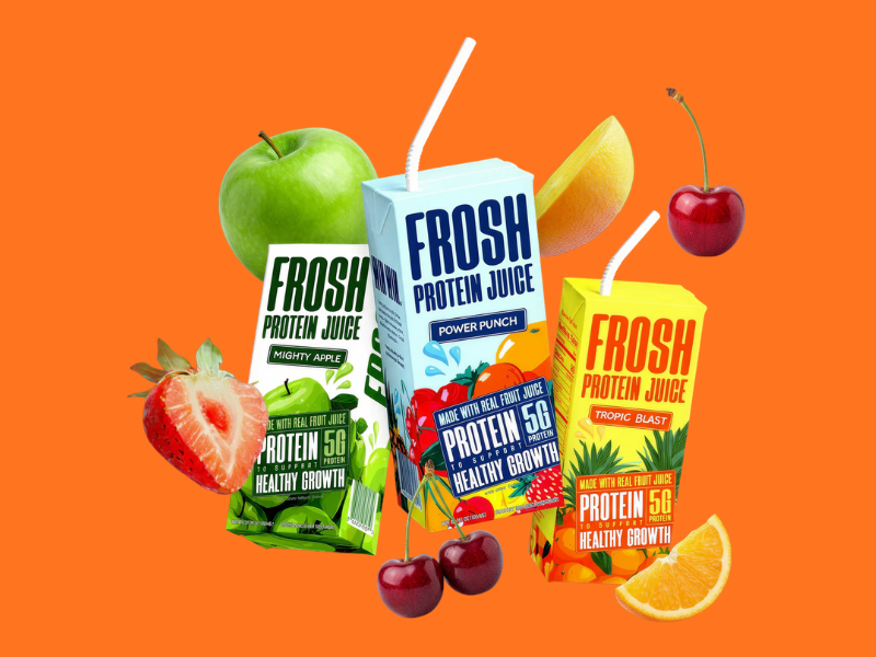 cpgwire's tweet photo. Frosh, a kids’ nutrition platform that launched with a functional juice box line, just debuted at 1,650 Target stores.

Frosh was incubated by VO/D and co-founded alongside The LaBrant Family and Ciara & Russell Wilson.

Frosh is designed to support healthy growth and everyday nutrition in a format kids already know and love. Each juice box contains 5g of protein, real fruit juice, and several vitamins & minerals.

Three flavors are currently available:

🌴 Tropical Blast
💪 Power Punch
🍏 Mighty Apple