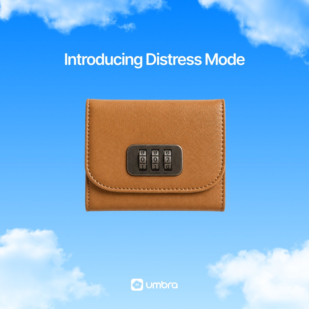 UmbraPrivacy's tweet photo. Umbra's Distress Mode helps protect your privacy in the real world.

Create a decoy wallet view, reveal only what you choose, and keep your real holdings private.

Live on the App Store now! https://t.co/HWUc7htZTi