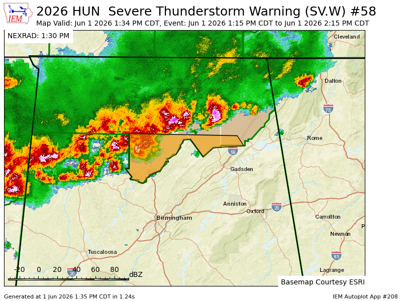 CullmanToday's tweet photo. HUN continues Severe Thunderstorm Warning [wind: 60 MPH (OBSERVED), hail: 0.75 IN (OBSERVED)] for Cullman, DeKalb, Marshall [AL] till 2:15 PM CDT https://t.co/b19HHk2deH https://t.co/zEaB0qA1QO
