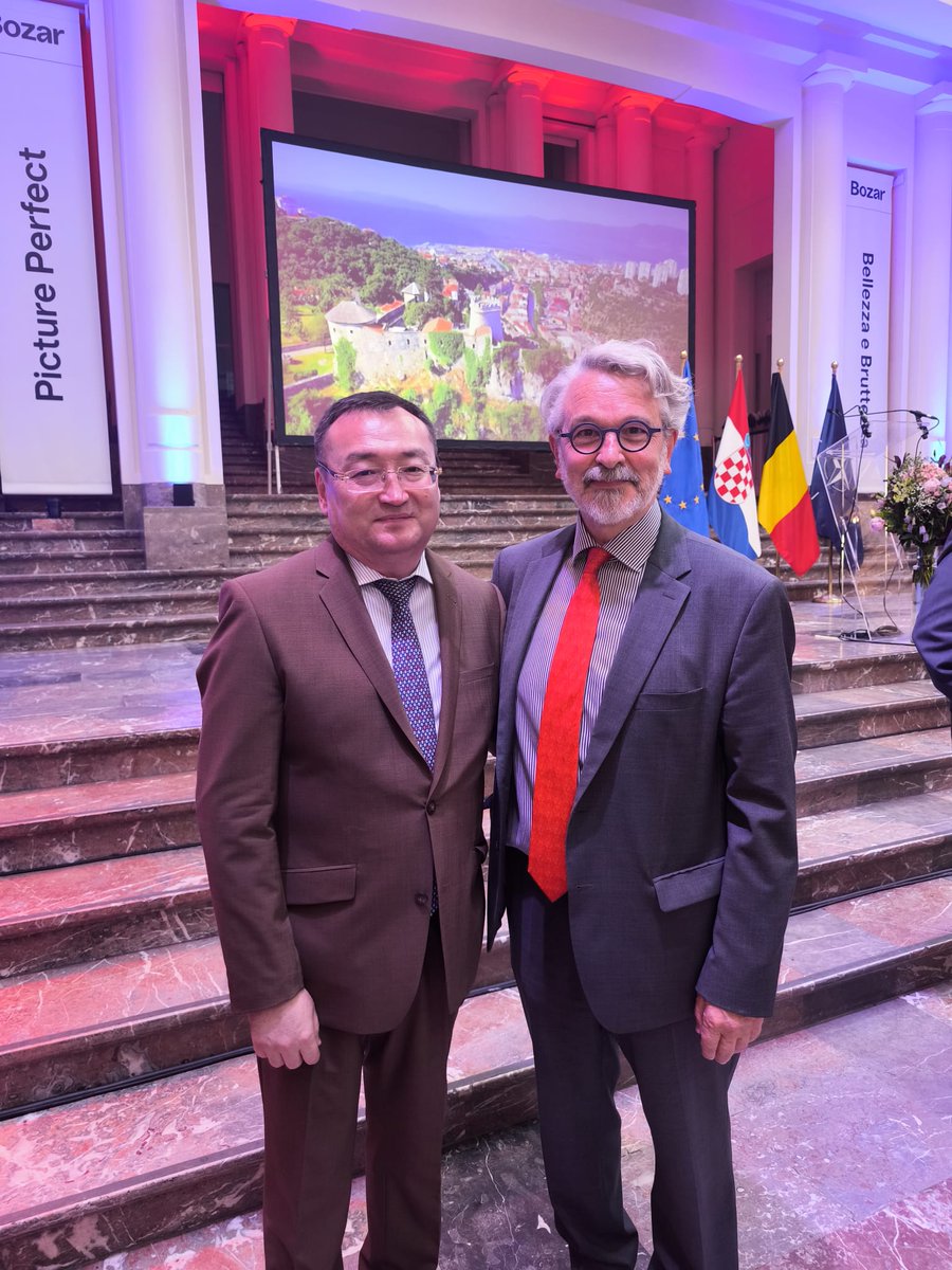 kgembassybe's tweet photo. A wonderful evening celebrating Croatia’s National Day and Armed Forces Day 🇭🇷
🇰🇬Ambassador Aidit Erkin was delighted to join fellow diplomats, including the Ambassadors of Croatia and Libya, in a spirit of friendship, dialogue, and cooperation @CroatiaInEU https://t.co/ztRngBIuXP
