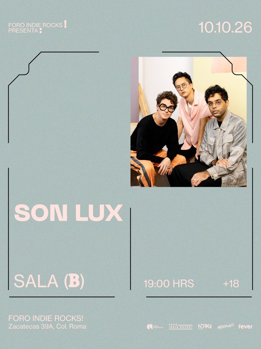 Guzz_Indigo's tweet photo. Son Lux llega a la cdmx para regalarnos una noche llena de sonidos post-rock experimentales en el amado Foro Indierocks! 🤘

📆 Octubre 10
⏰ 07:00 PM
📍 Foro Indie Rocks! (CDMX)
🎟️ https://t.co/uIFzSyayCa https://t.co/kGESPwx37Y
