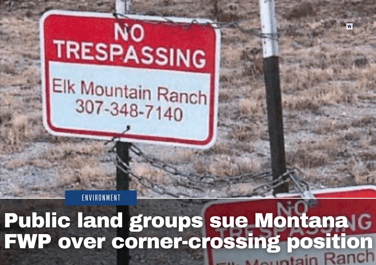 wljnet's tweet photo. Two public land access groups file lawsuit challenging Montana Fish, Wildlife and Parks’ position that corner crossing is “unlawful” in Montana. https://t.co/1OvoCKtXgh https://t.co/GL7THvDt4m