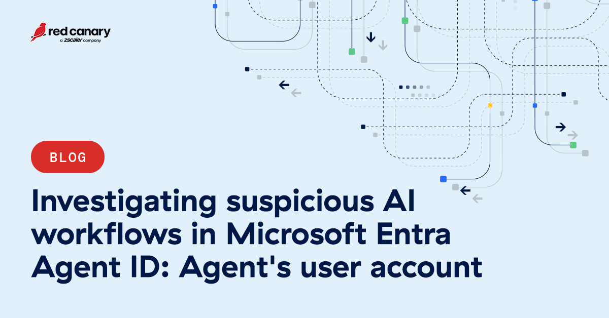 redcanary's tweet photo. 🤖 Your “agentic coworker” is sending suspicious messages via Microsoft Teams. It’s going to need to have a chat with the agentic HR department. 

🔗 Read Part 2 of our series on investigating suspicious AI workflows in Entra ID: https://t.co/J9wd7kyVFF https://t.co/oPu52ATY0U