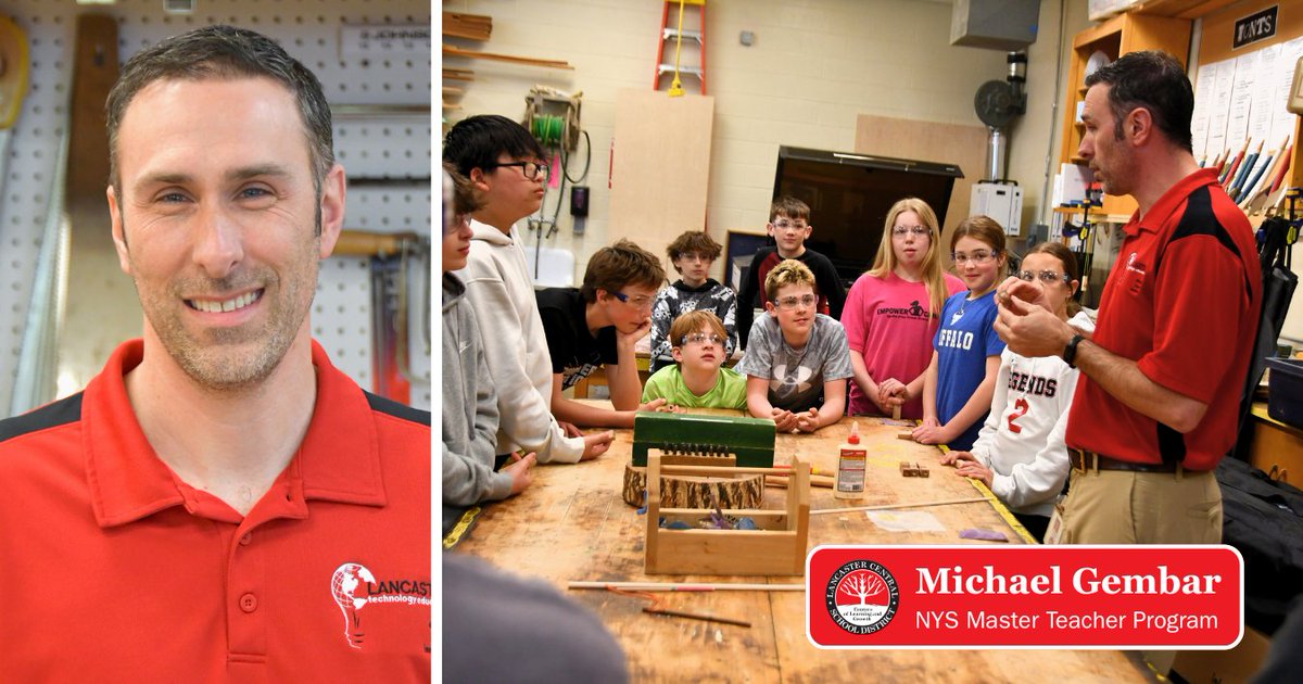 LancasterCSD's tweet photo. Congratulations to LMS applied technologies teacher Michael Gembar, who earlier this school year was named to the New York State Master Teacher Program. Read more: https://t.co/T9ooTHVK3e #STEM https://t.co/P7EjFqz70A