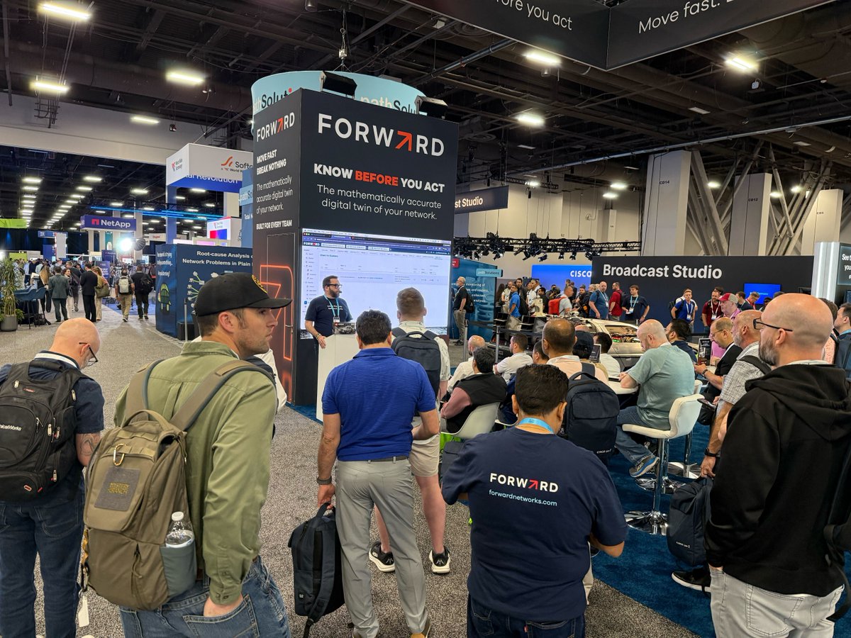 FwdNetworks's tweet photo. It's Day 1 of #CiscoLive! Come see us in Booth 5314 for a live demo of #ForwardPredict. We're giving away t-shirts and LEGO sets. Our CTO, Brandon Heller presented earlier. Our Chief AI Officer, @nikhilhandigol will be presenting next. Attend his session:
https://t.co/k0iXhWBmdJ https://t.co/BP8mKFu8iE
