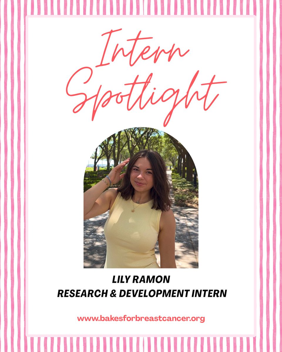 Bakes4Bc's tweet photo. Meet the Interns Monday 💗

Meet Lily, one of our Research &amp; Development interns!

Lily is a rising sophomore at UNC Chapel Hill, where she is studying Data Science and Exercise and Sports Science. We’re so excited to have Lily as part of the B4BC team this summer! 🔬🍰 https://t.co/6GvP1RQ5rS