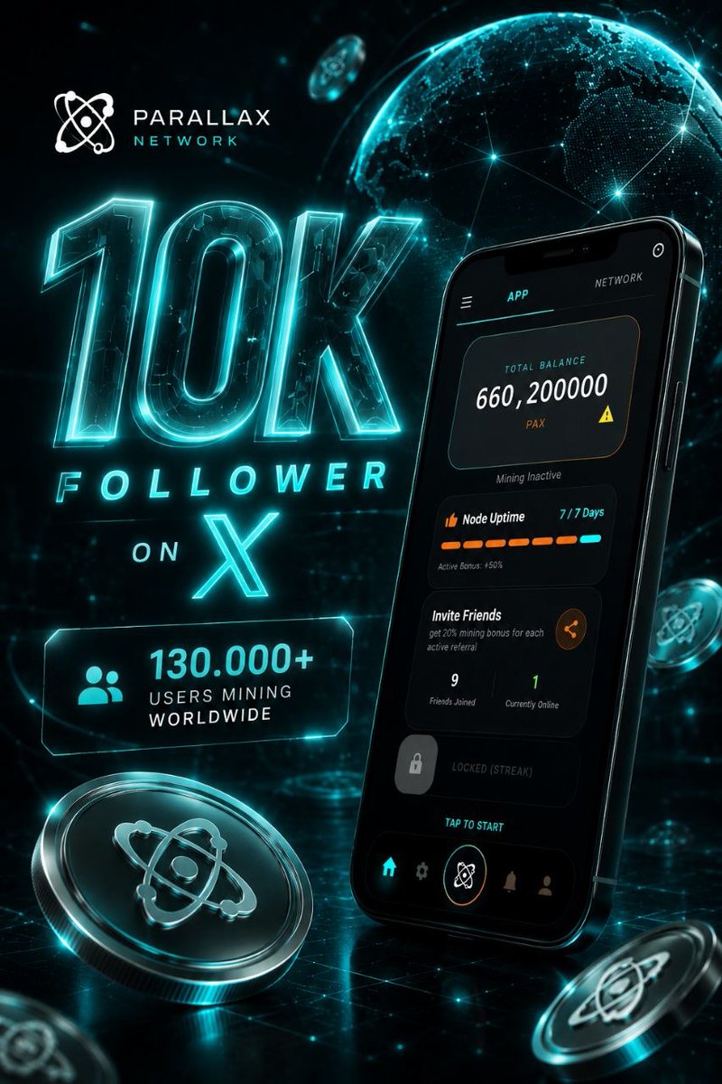 ParallaxIND17's tweet photo. A strong network isn't built by followers alone. 🌍

Behind 10,000 followers on X stands a growing ecosystem of over 130,000 active users contributing to a new trust infrastructure for the digital age.

Every active node, every mining cycle, and every verified human strengthens the foundation.

The future belongs to trusted networks.

🌐 https://t.co/adXJA02968⁠�  

Join Group Telegram Parallax Indonesia : https://t.co/Ve0Os8Q99x

#ParallaxNetwork #Web3Community #TrustLayer #CryptoMining #Bitcoin