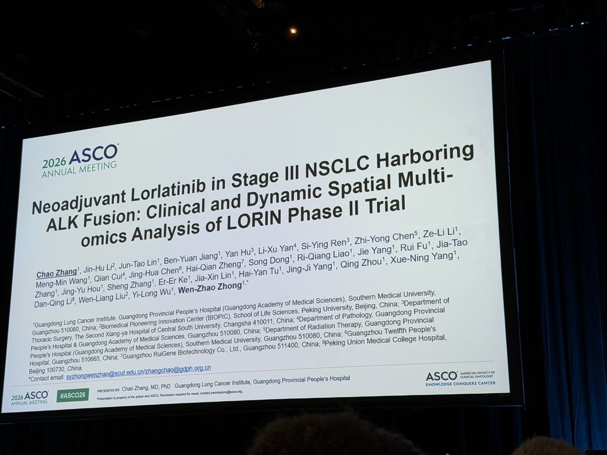 DrRiyazShah's tweet photo. LORIN; neoadjuvant lorlatinib
pCR 47% MPR 81% in both resectable and unresectable stage III; P2; 3cycles of lorla preop or preCRT; this is stellar and dare I say practice changing where possible #ASCO26 https://t.co/cdr6LHfsaz